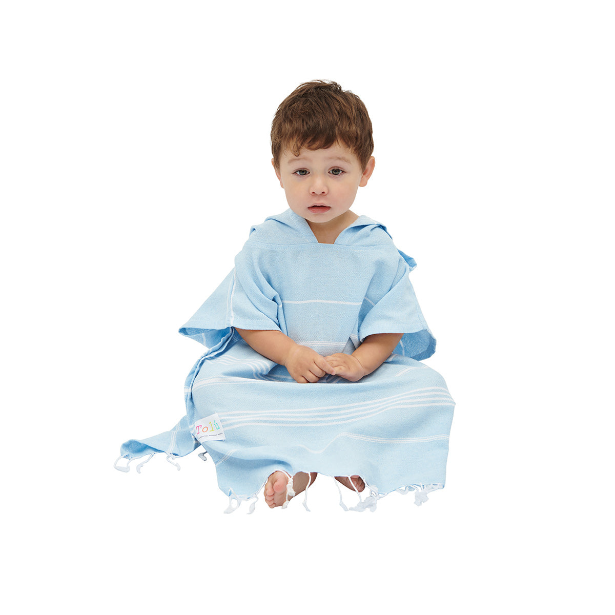 Baby Blue Kids Hooded Poncho Beach Towel