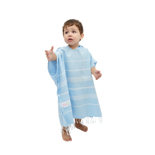 Baby Blue Kids Hooded Poncho Beach Towel