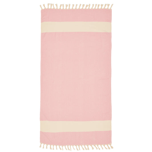 Pink and White Beach Towel