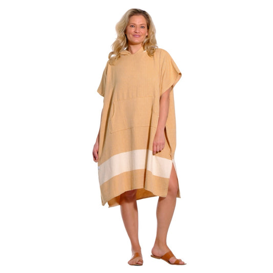 Adult Hooded Beach Towel in Dark Yellow – Quick-Dry Swim Poncho for Swimming & Surfing