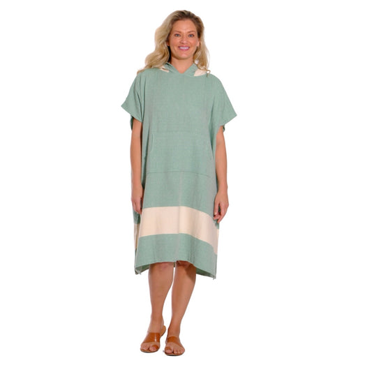 Adult Hooded Beach Towel in Green – Quick-Dry Swim Poncho for Swimming & Surfing
