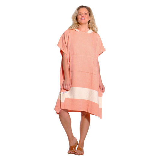 Adult Hooded Beach Towel in Orange – Quick-Dry Swim Poncho for Swimming & Surfing
