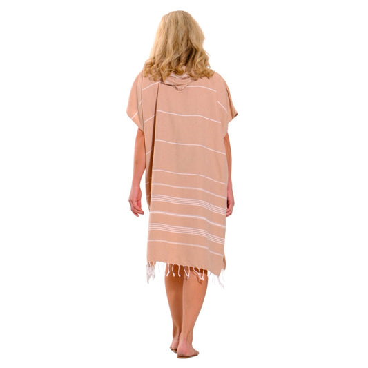Adult Hooded Beach Towel in Pale Brown – Quick-Dry Swim Poncho for Swimming & Surfing