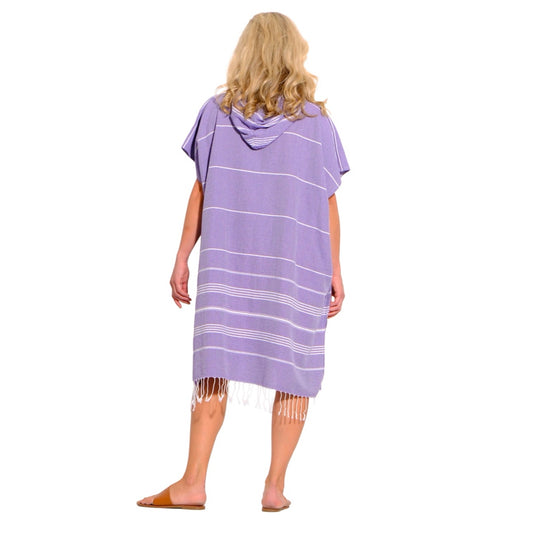 Adult Hooded Beach Towel in Purple – Quick-Dry Swim Poncho for Swimming & Surfing