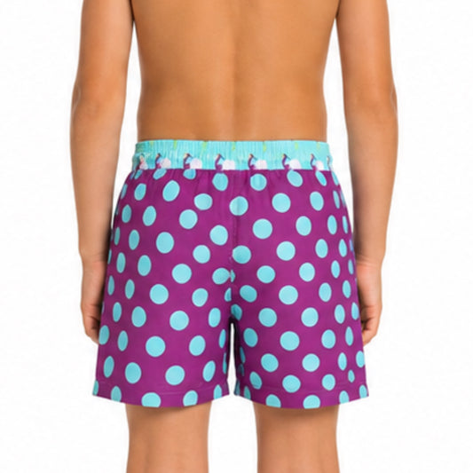 Purple Dots Kids Boardshorts