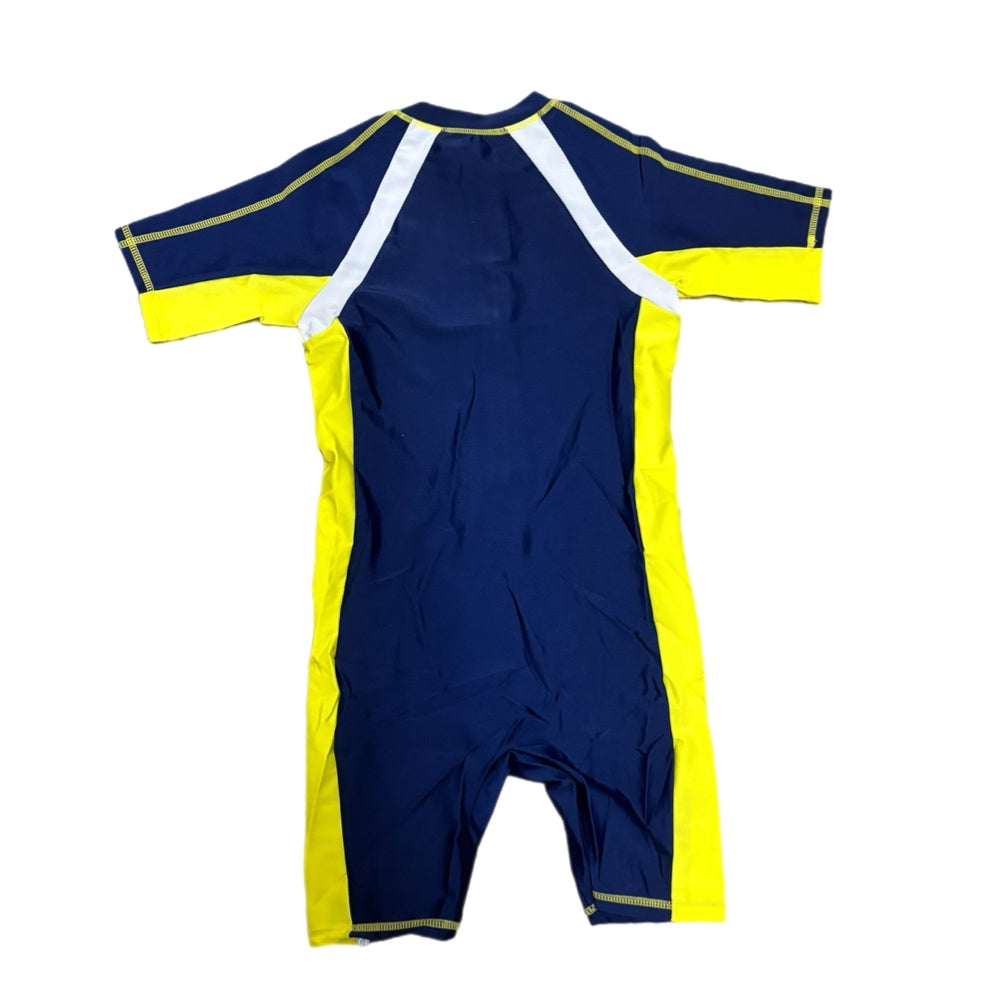 Yellow & Blue Kids Short-Sleeve and Short-Legs Rashie Swimsuit