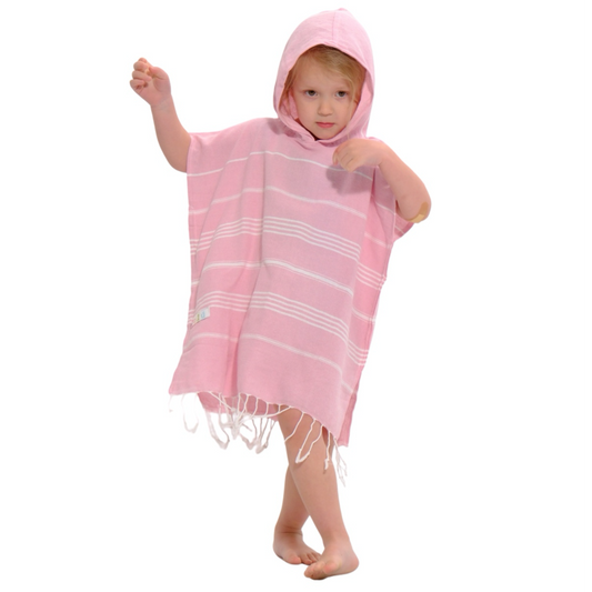 Baby Pink Kids Hooded Poncho Beach Towel