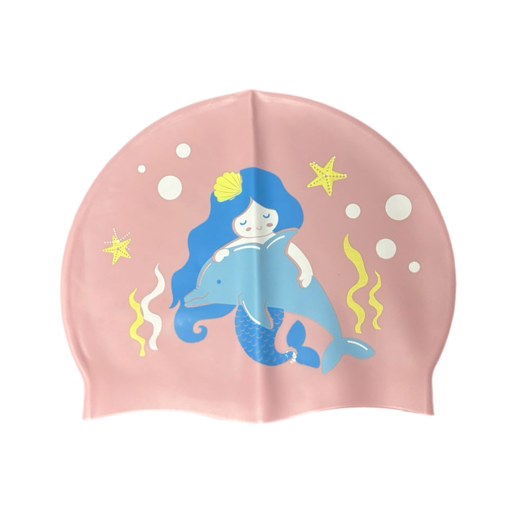 Girls’ Swim Cap With Mermaid and Dolphin
