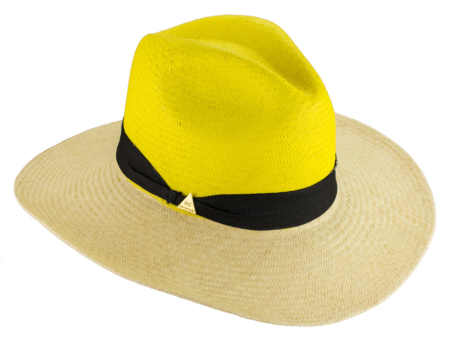 Yellow hand painted panama hat