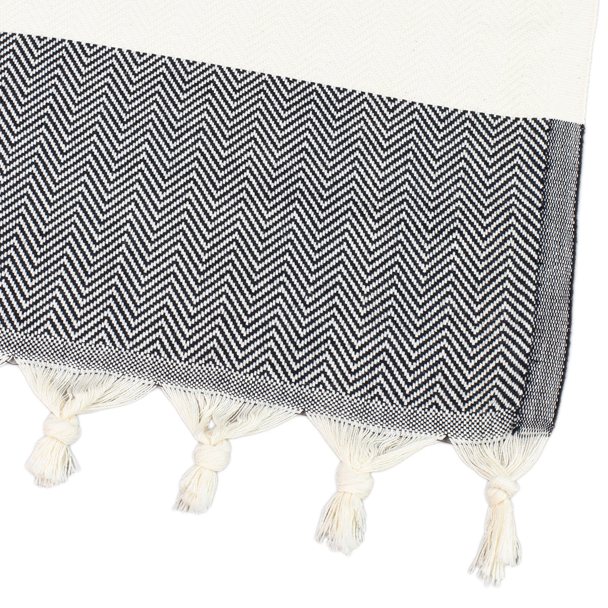 ZigZag Black with white Stripe Beach Turkish Towel Tolu Australia