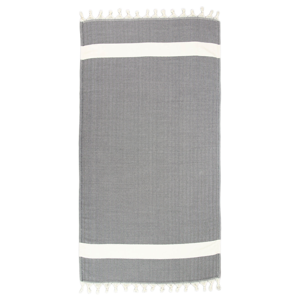 ZigZag Black with white Stripe Beach Turkish Towel Tolu Australia