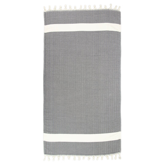 ZigZag Black with white Stripe Beach Turkish Towel Tolu Australia