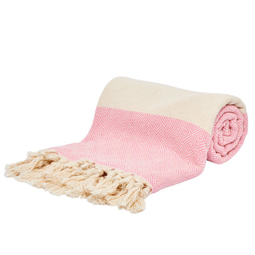 Pink and White Beach Towel