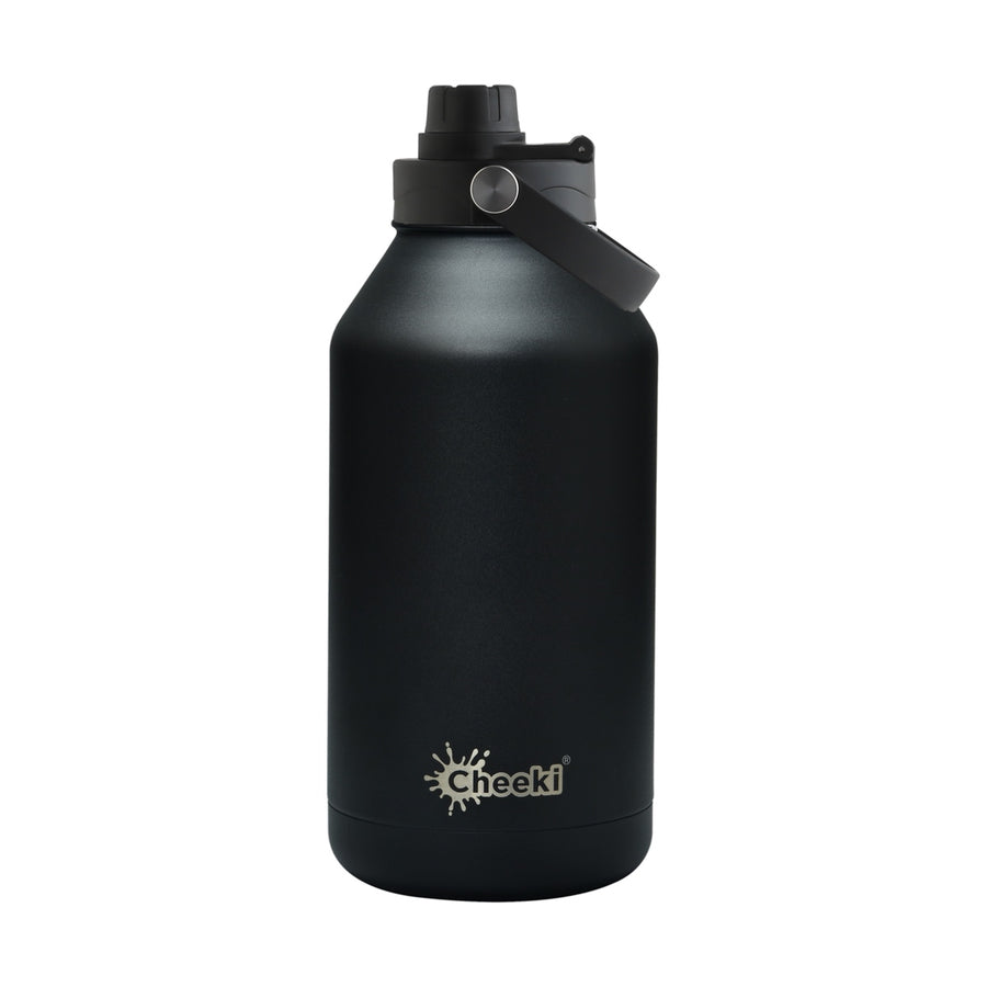 2L Insulated Big Reusable Black Water Bottle