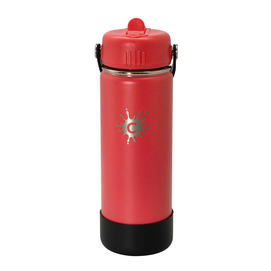 750ml Reusable Red Water Bottle With Straw Lid and Single Wall