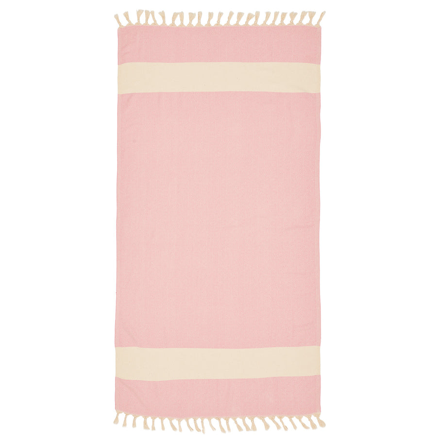 Pink and White Beach Towel