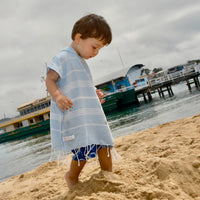 Baby Blue Kids Hooded Poncho Beach Towel