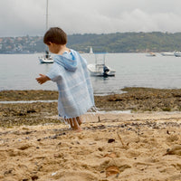 Baby Blue Kids Hooded Poncho Beach Towel