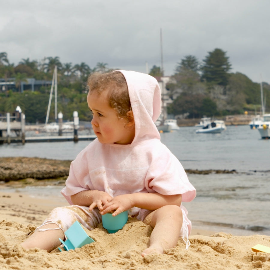 Baby Pink Kids Hooded Poncho Beach Towel