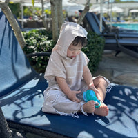 Beige Kids Hooded Poncho Beach Towel