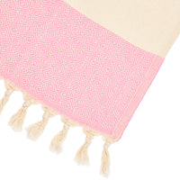 Pink and White Beach Towel