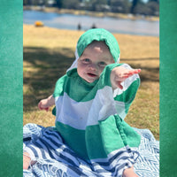 Green and Blue Kids Hooded Poncho Beach Towel