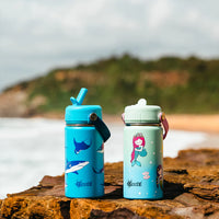 Insulated Water Bottle with Mermaids for Kids - 400 ml