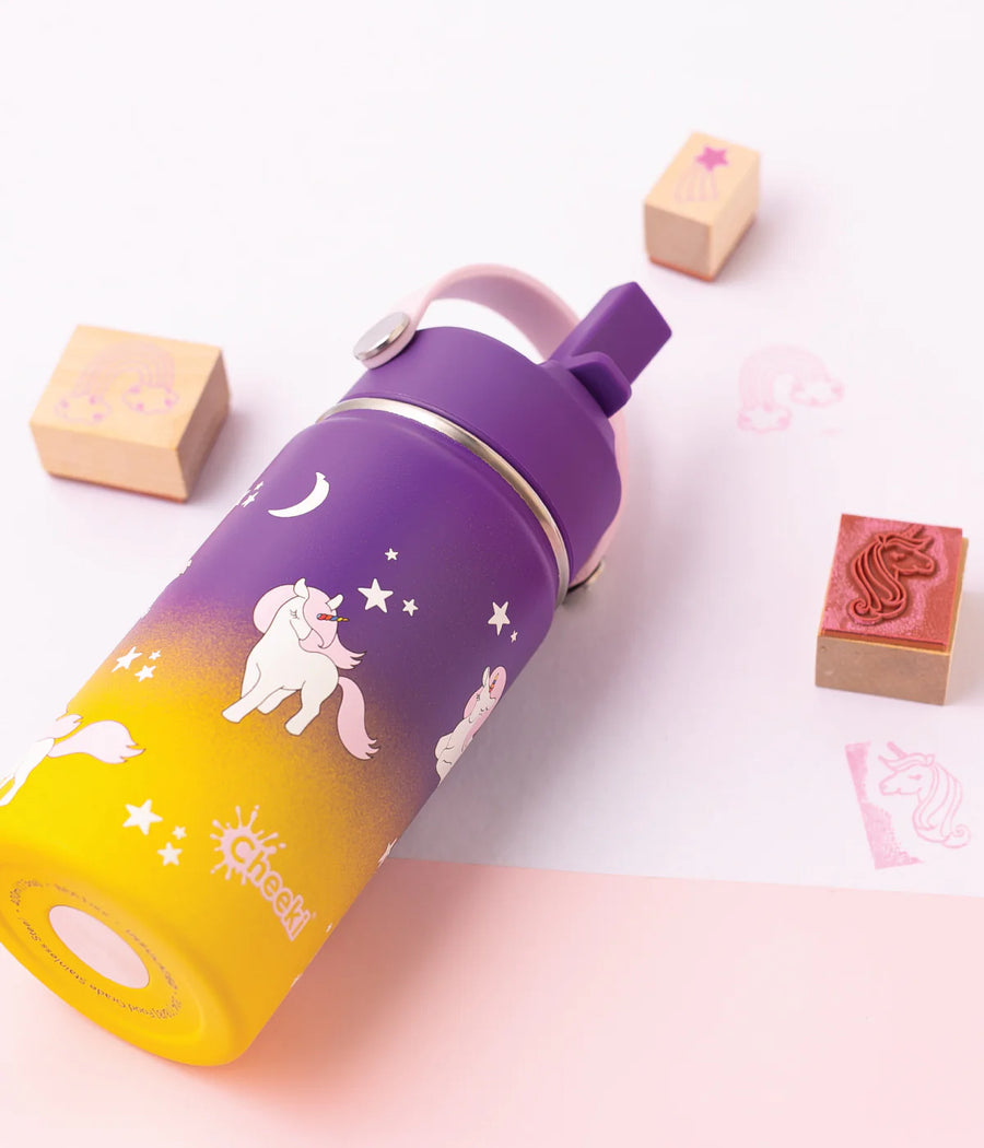 Insulated Water Bottle with Unicorns for Kids - 400 ml