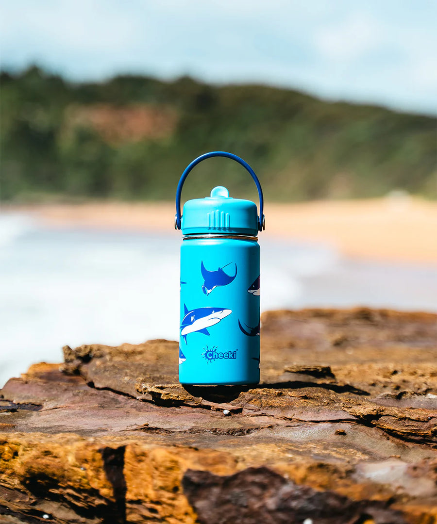 Insulated Water Bottle with Sharks for Kids - 400 ml