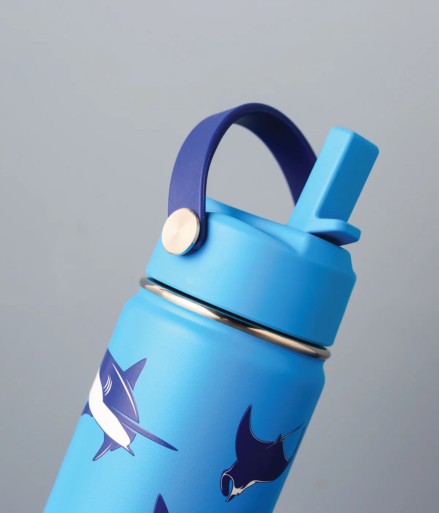 Insulated Water Bottle with Sharks for Kids - 400 ml