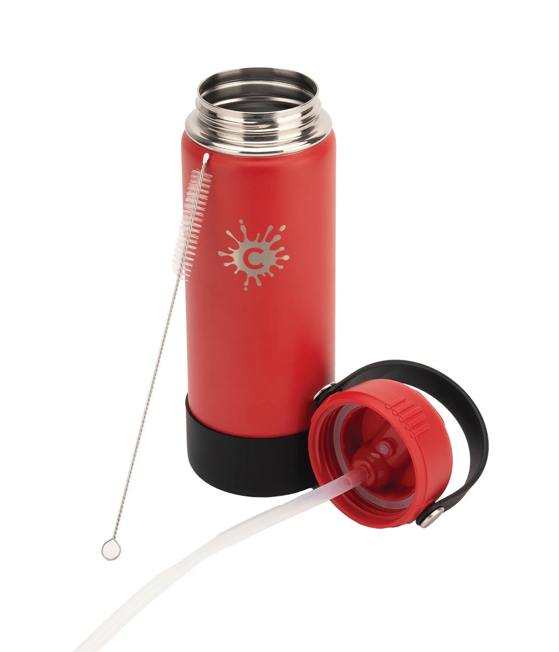 750ml Reusable Red Water Bottle With Straw Lid and Single Wall