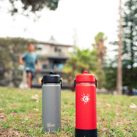 750ml Reusable Red Water Bottle With Straw Lid and Single Wall