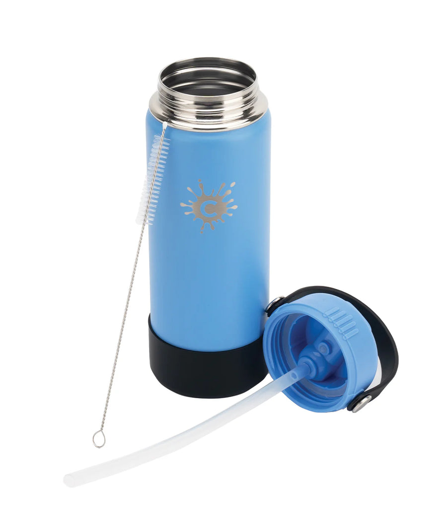 750ml Reusable Blue Water Bottle With Straw Lid and Single Wall