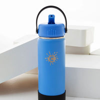 750ml Reusable Blue Water Bottle With Straw Lid and Single Wall