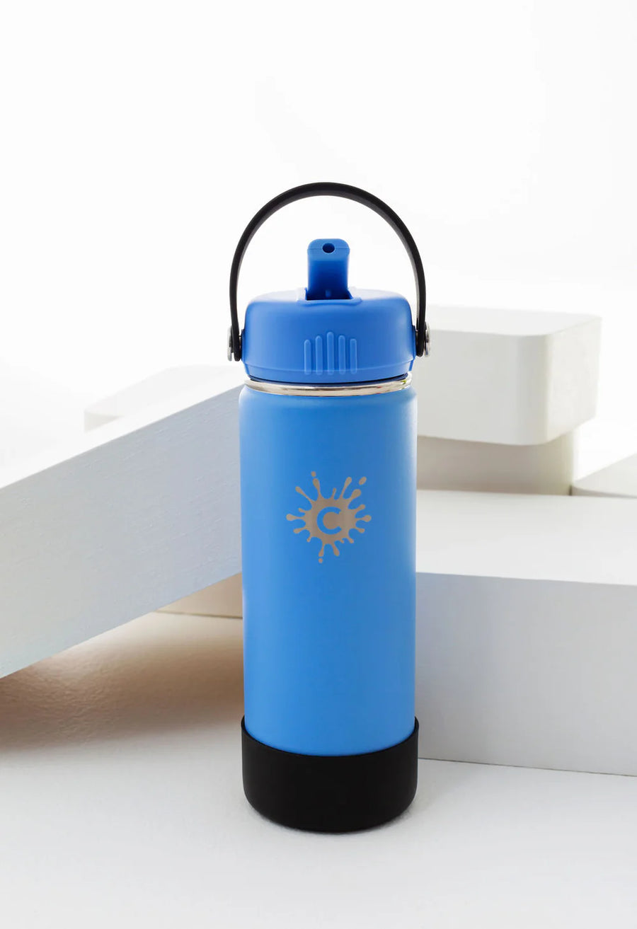 750ml Reusable Blue Water Bottle With Straw Lid and Single Wall