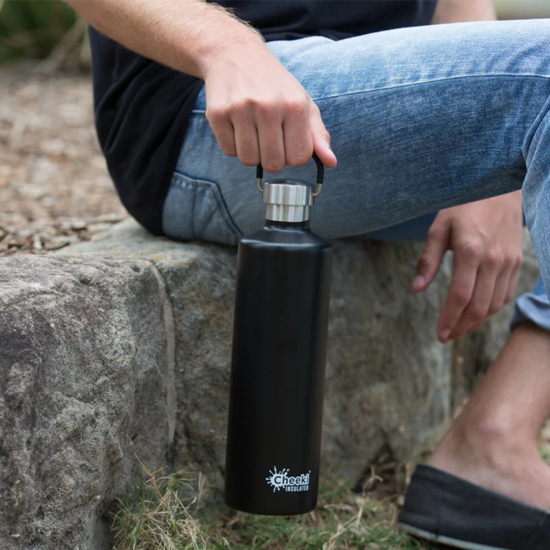 1L Stainless Steel Black Insulated Water Bottle - Reusable & BPA Free