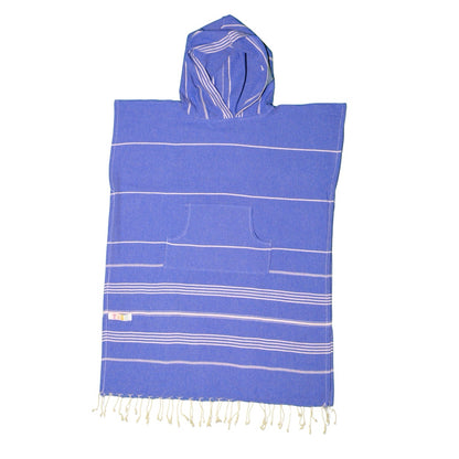 Adult Hooded Beach Towel in Blue and White – Quick-Dry Swim Poncho for Swimming & Surfing