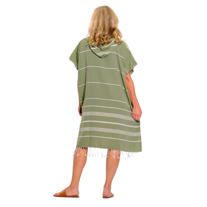 Adult Hooded Beach Towel in Green Nature – Quick-Dry Swim Poncho for Swimming & Surfing