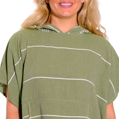 Adult Hooded Beach Towel in Green Nature – Quick-Dry Swim Poncho for Swimming & Surfing