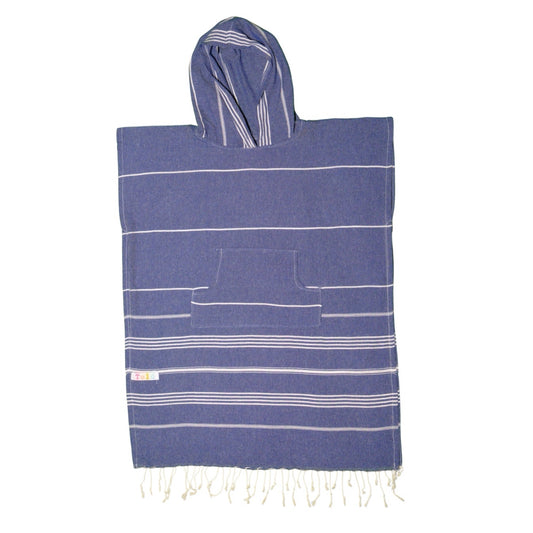 Adult Hooded Beach Towel in Navy Stripes – Quick-Dry Swim Poncho for Swimming & Surfing
