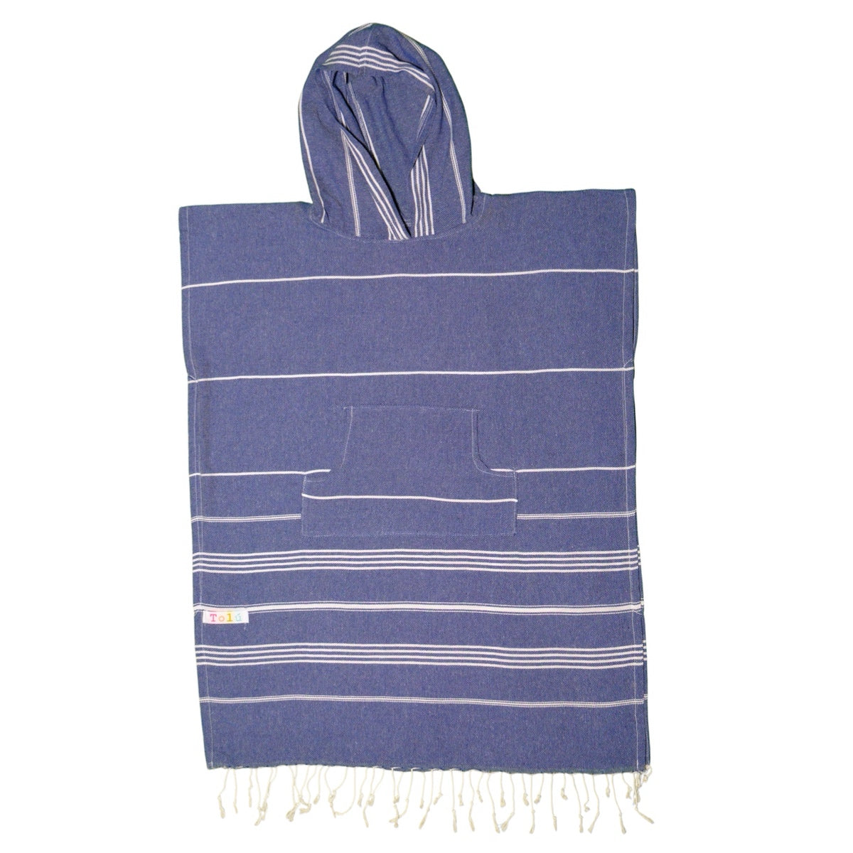 Adult Hooded Beach Towel in Navy Stripes – Quick-Dry Swim Poncho for Swimming & Surfing