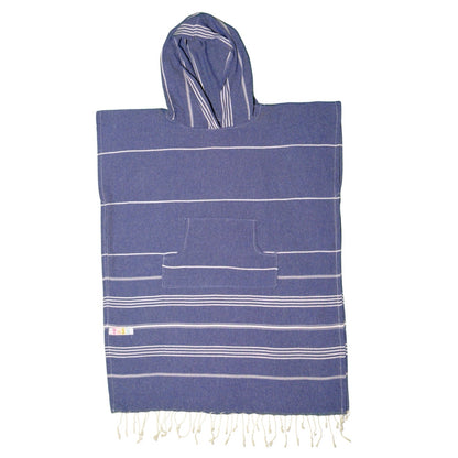 Adult Hooded Beach Towel in Navy Stripes – Quick-Dry Swim Poncho for Swimming & Surfing