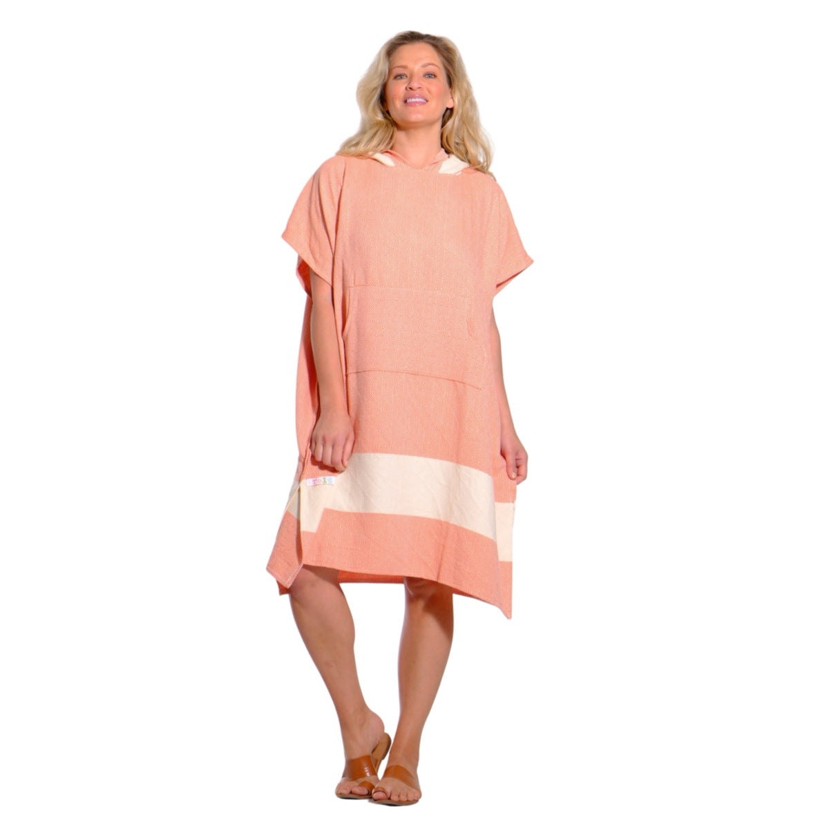 Adult Hooded Beach Towel in Orange – Quick-Dry Swim Poncho for Swimming & Surfing