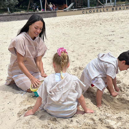Adult Hooded Beach Towel in Pale Brown – Quick-Dry Swim Poncho for Swimming & Surfing