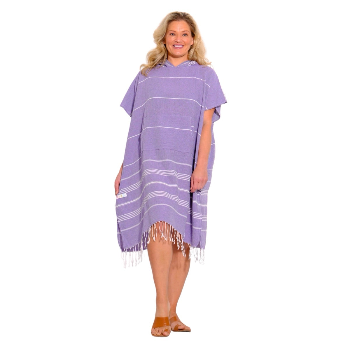 Adult Hooded Beach Towel in Purple – Quick-Dry Swim Poncho for Swimming & Surfing