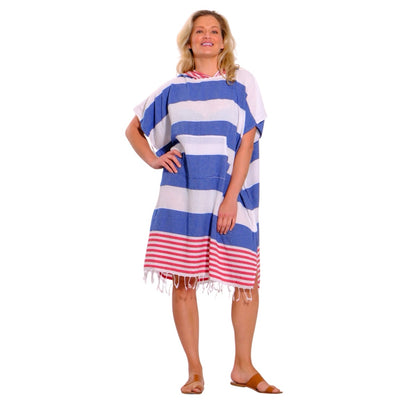 Adult Hooded Beach Towel in Sailor Blue– Quick-Dry Swim Poncho for Swimming & Surfing