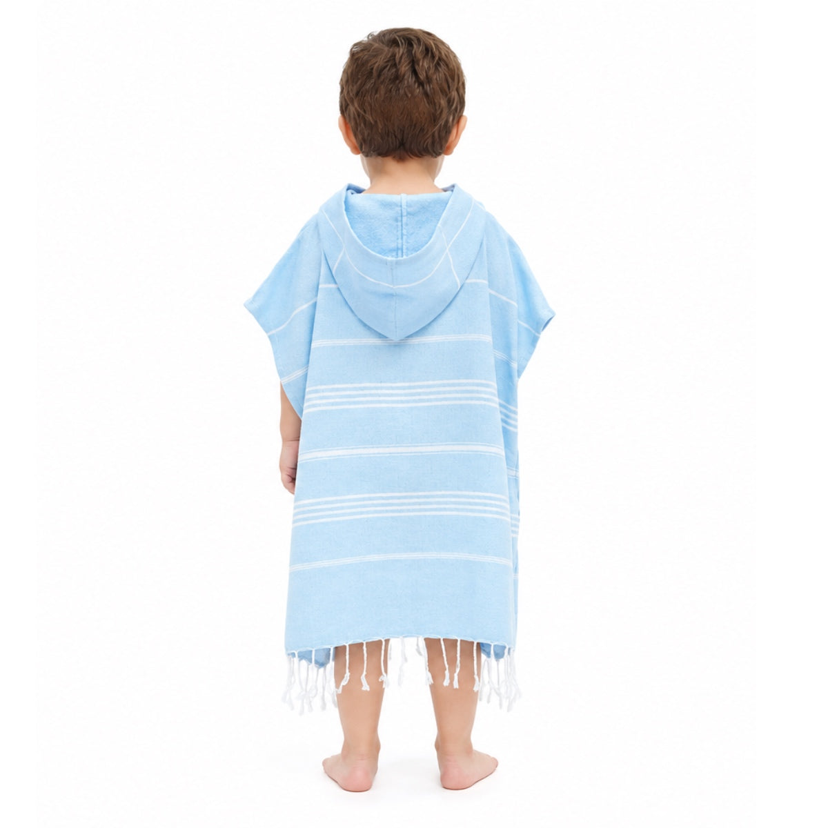 Baby Blue Kids Hooded Poncho Beach Towel