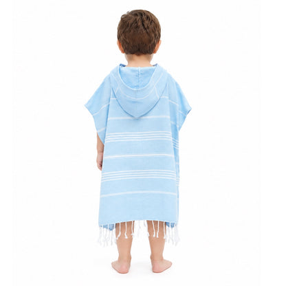 Baby Blue Kids Hooded Poncho Beach Towel