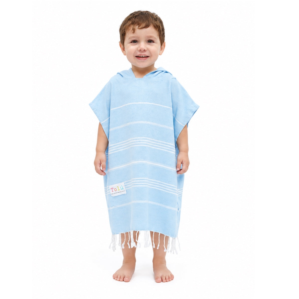 Baby Blue Kids Hooded Poncho Beach Towel