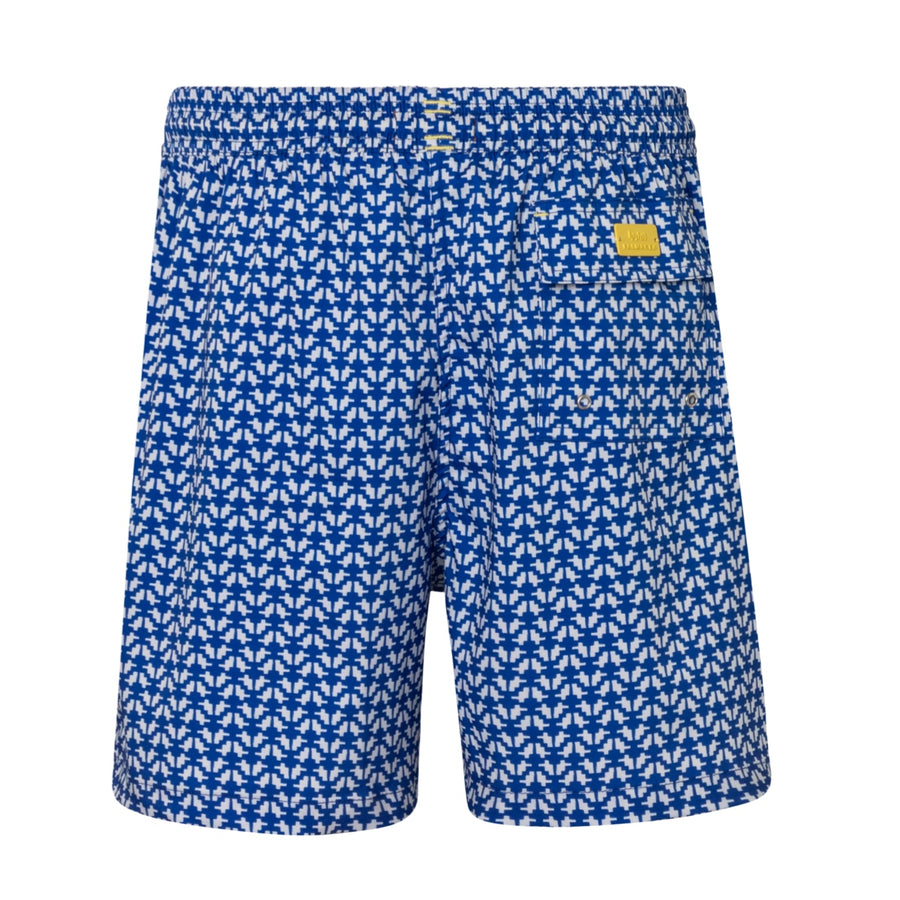 Mens' Swim Shorts with Blue Geometric Shapes